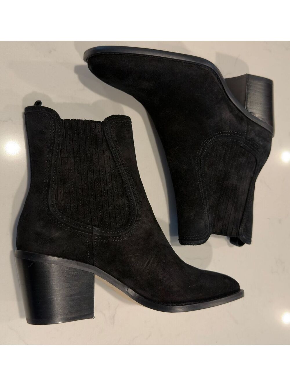 Cole Haan Black Suede Janelle Chelsea Pull On Booties Women Size 6.5